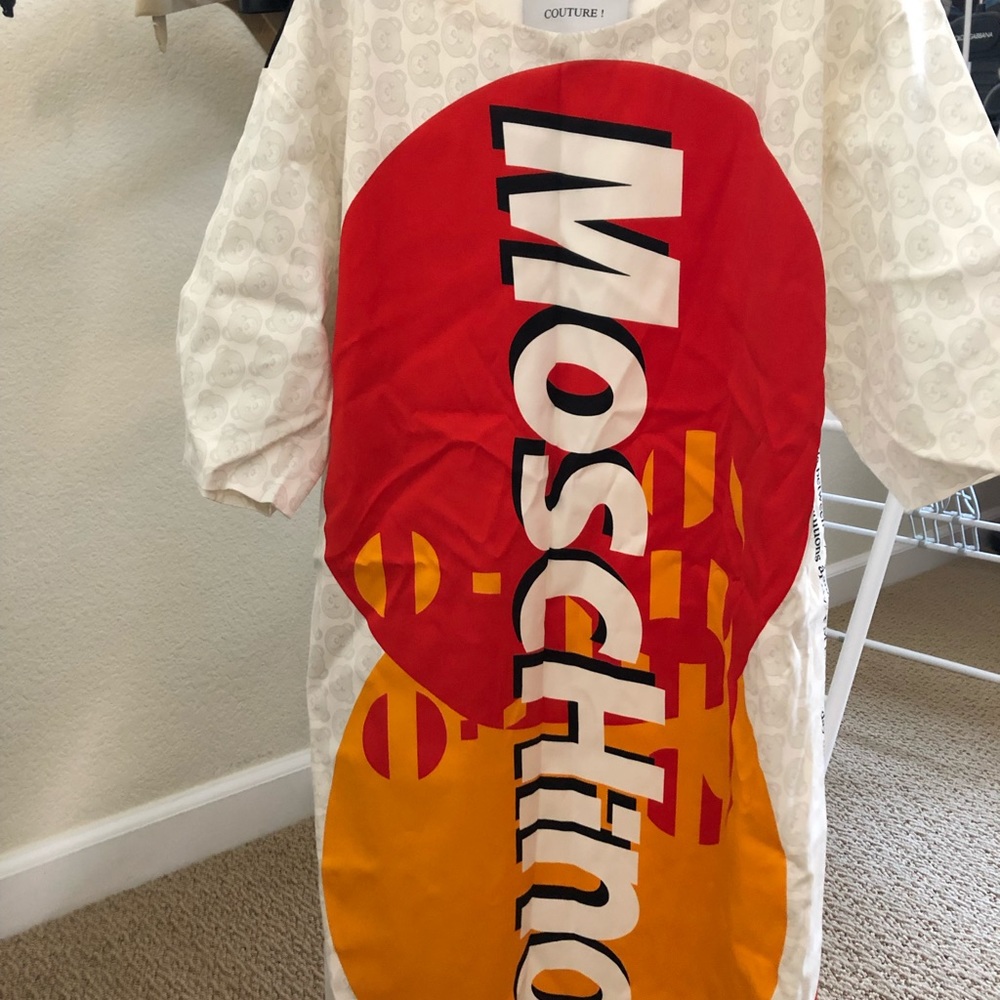 Moschno credit card print satin dress